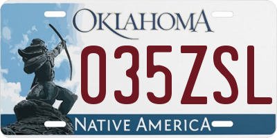 OK license plate 035ZSL