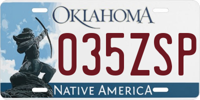 OK license plate 035ZSP