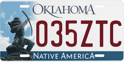 OK license plate 035ZTC