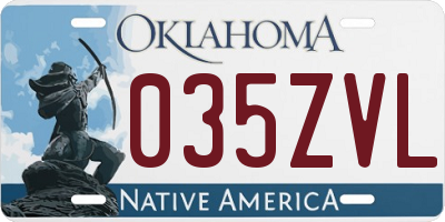 OK license plate 035ZVL