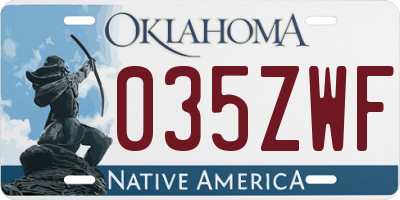 OK license plate 035ZWF
