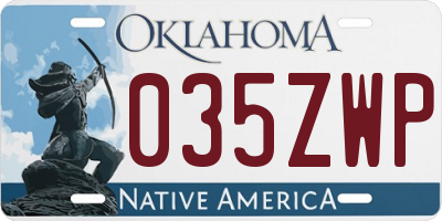 OK license plate 035ZWP