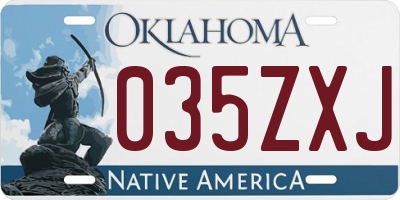 OK license plate 035ZXJ