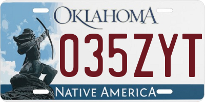 OK license plate 035ZYT