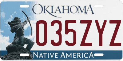 OK license plate 035ZYZ