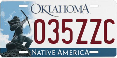 OK license plate 035ZZC