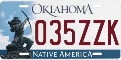 OK license plate 035ZZK