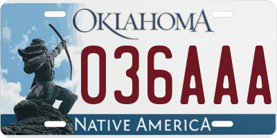 OK license plate 036AAA