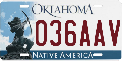 OK license plate 036AAV