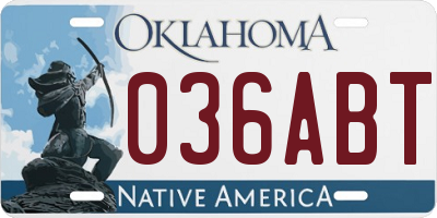 OK license plate 036ABT