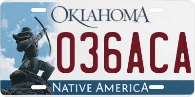 OK license plate 036ACA