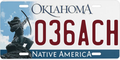 OK license plate 036ACH