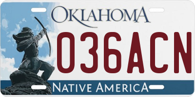 OK license plate 036ACN