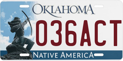 OK license plate 036ACT