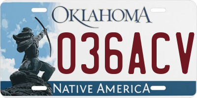 OK license plate 036ACV