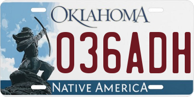 OK license plate 036ADH