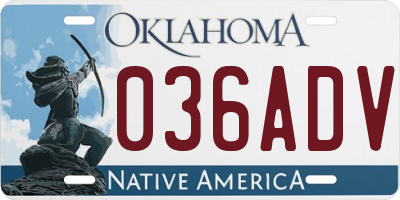 OK license plate 036ADV