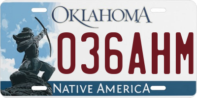 OK license plate 036AHM