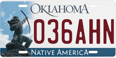 OK license plate 036AHN