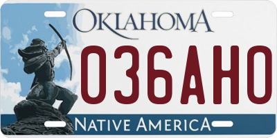 OK license plate 036AHO