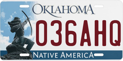 OK license plate 036AHQ
