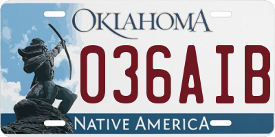 OK license plate 036AIB