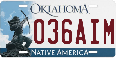 OK license plate 036AIM