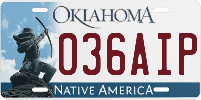 OK license plate 036AIP
