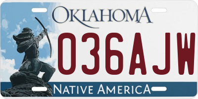 OK license plate 036AJW