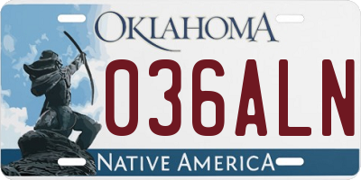 OK license plate 036ALN