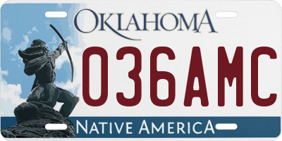 OK license plate 036AMC