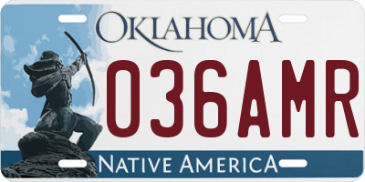 OK license plate 036AMR