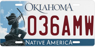OK license plate 036AMW