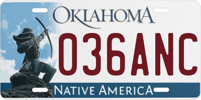 OK license plate 036ANC