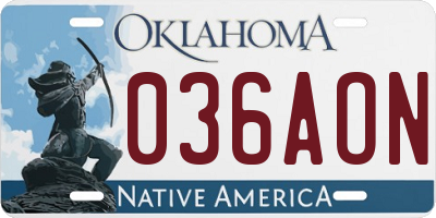 OK license plate 036AON