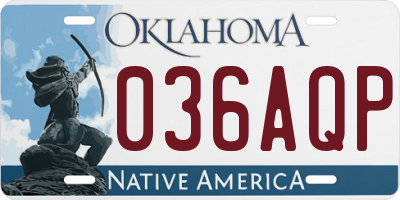 OK license plate 036AQP