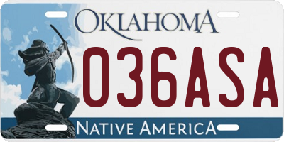 OK license plate 036ASA