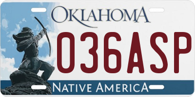 OK license plate 036ASP