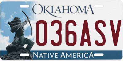 OK license plate 036ASV