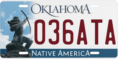 OK license plate 036ATA