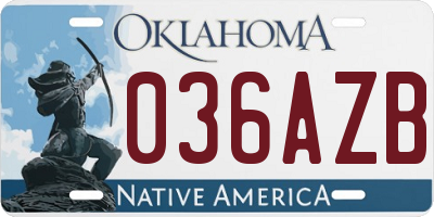 OK license plate 036AZB