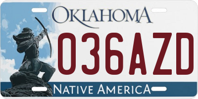 OK license plate 036AZD