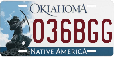 OK license plate 036BGG