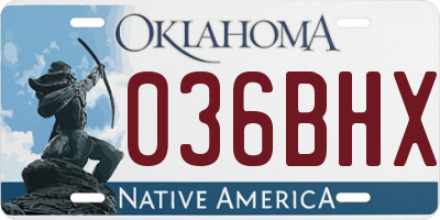 OK license plate 036BHX