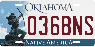 OK license plate 036BNS