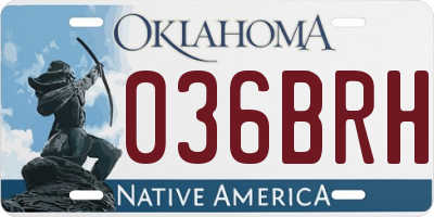 OK license plate 036BRH
