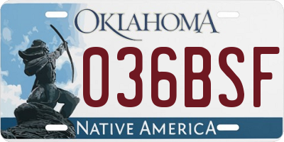 OK license plate 036BSF