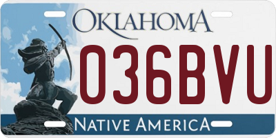OK license plate 036BVU
