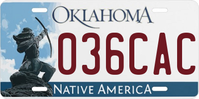 OK license plate 036CAC