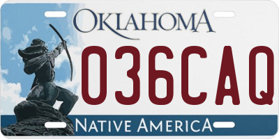 OK license plate 036CAQ